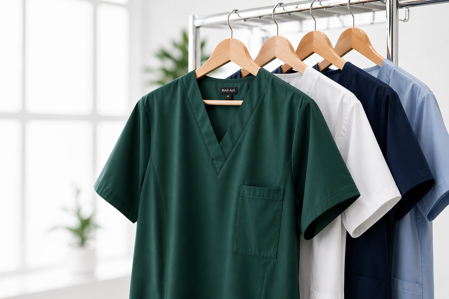 Professionelt arbejdstøj på bøjler